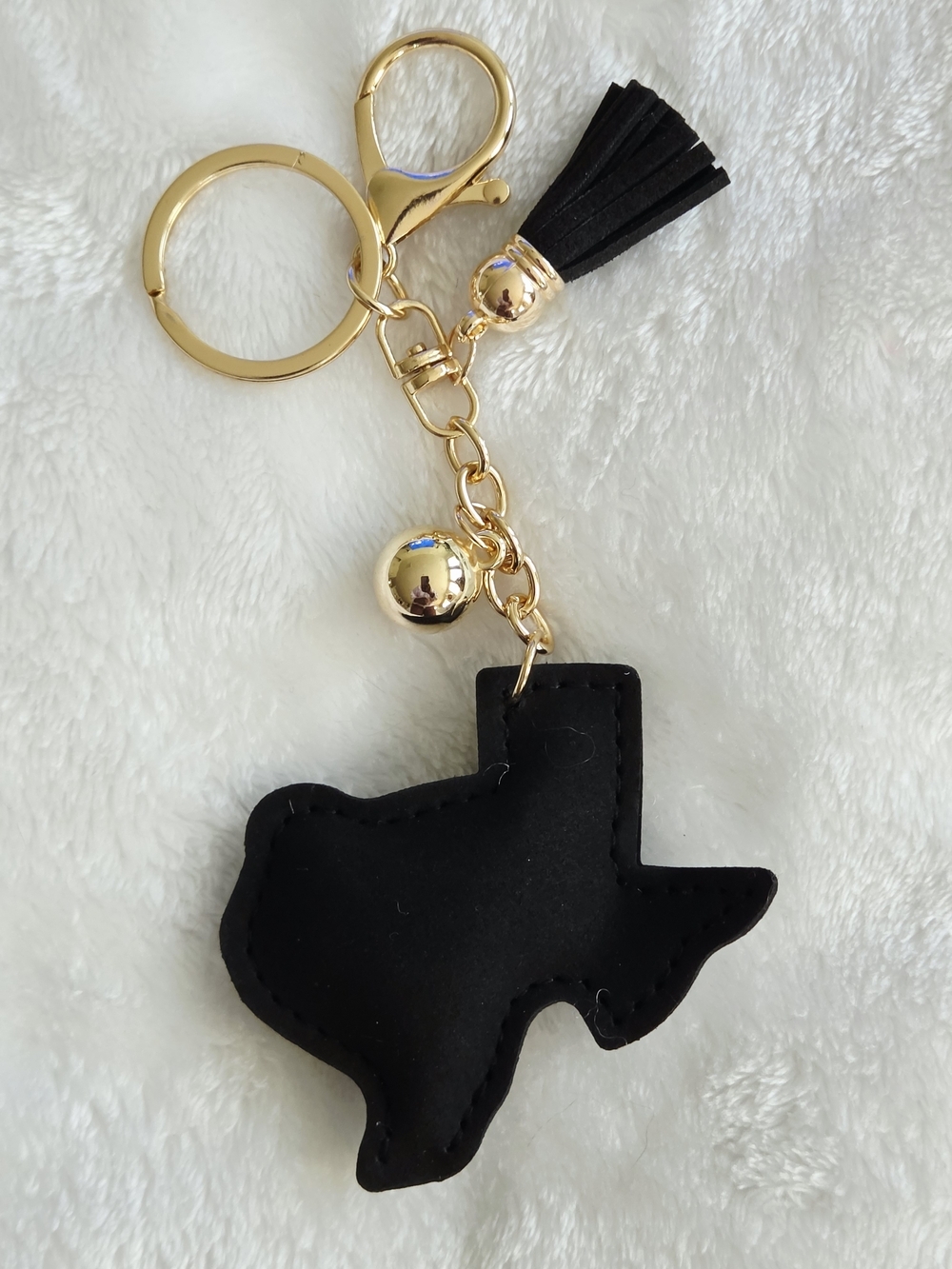 Leopard Texas Tassel Keychain with Gold Hardware Bling Bag Charm - Picture 3 of 3